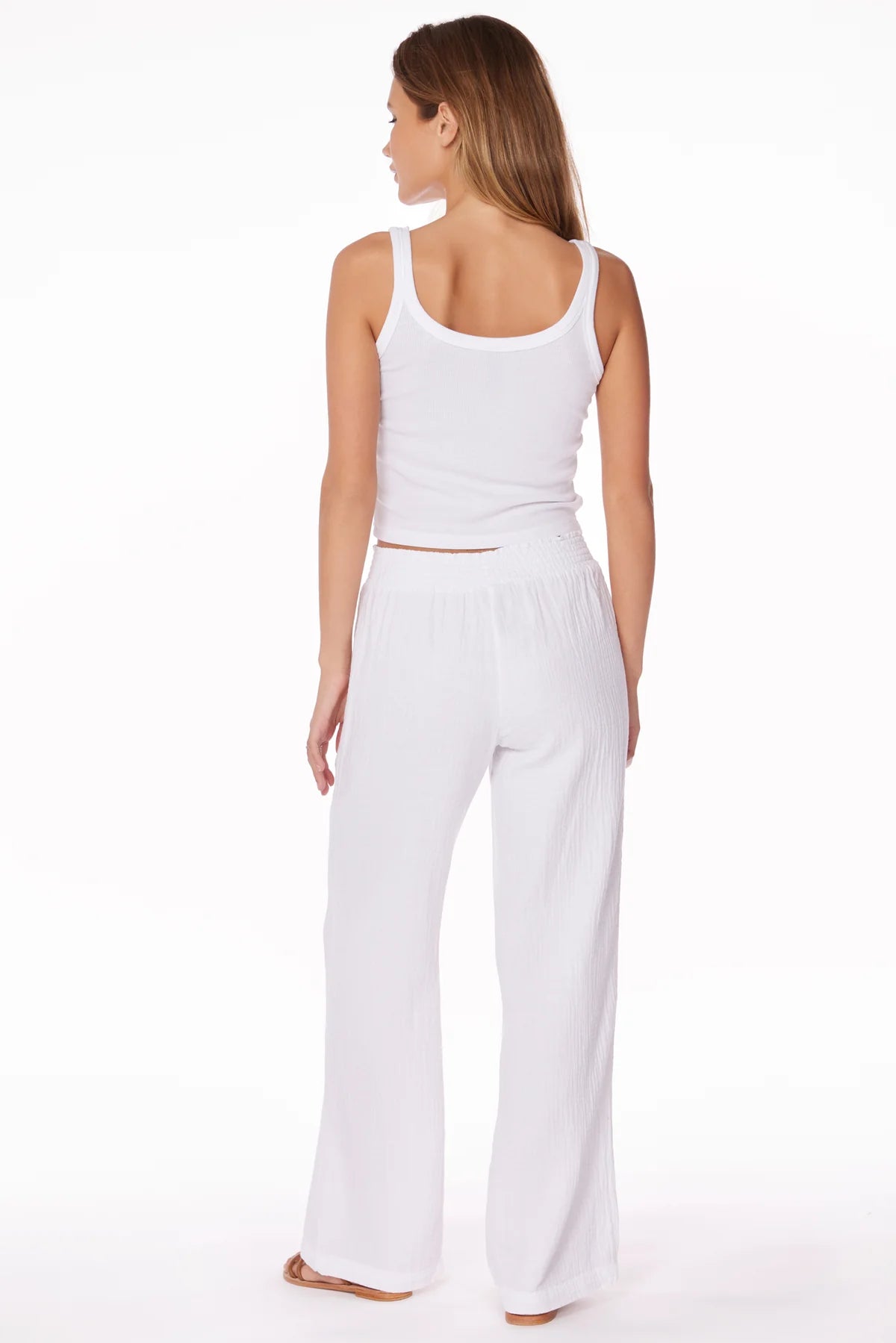 Wide Leg Smocked Waist Pant