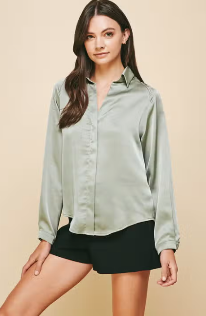 Collared Satin Top