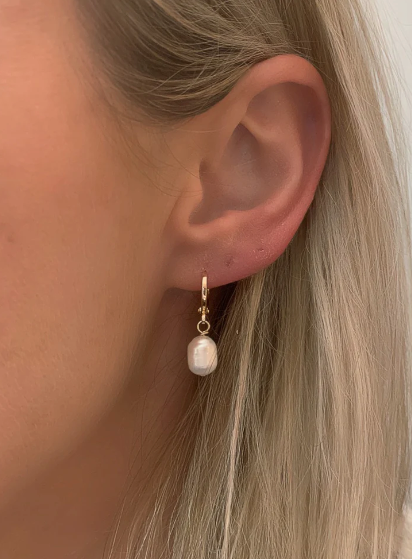 Pearl Huggie Earrings