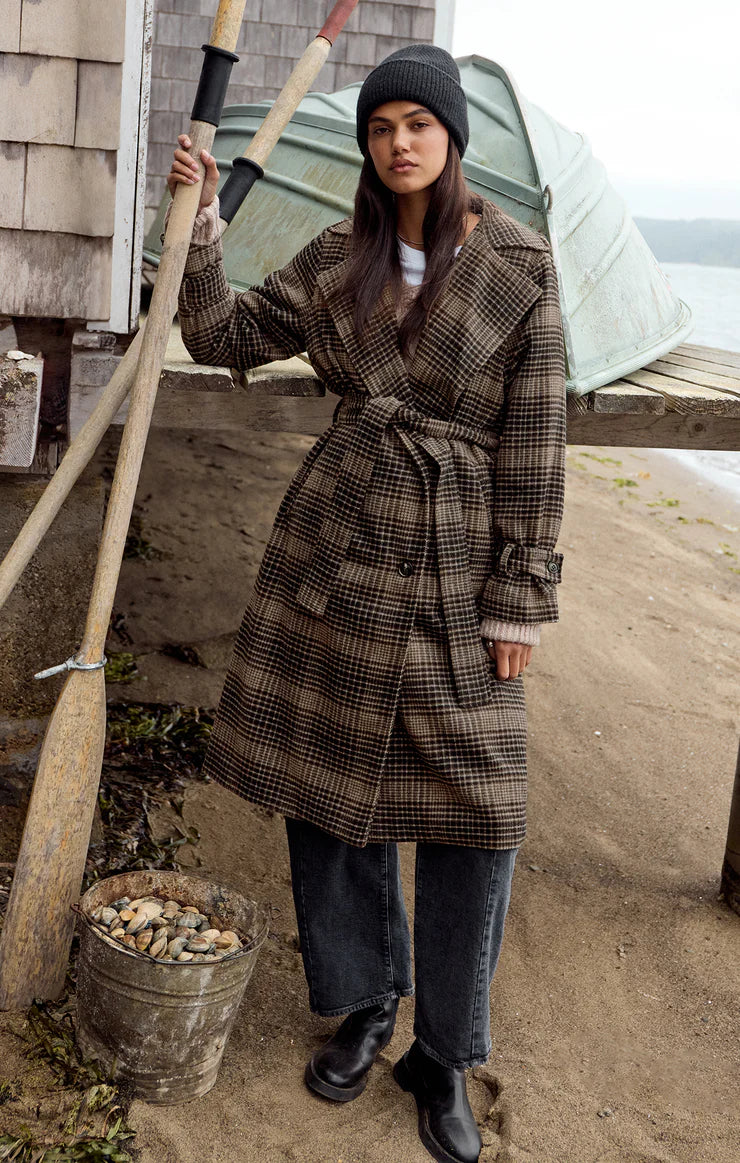 Jackie Plaid Trench