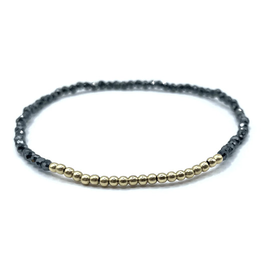 Karma Mini Simple Stretch Bracelet in Pyrite & Gold Filled