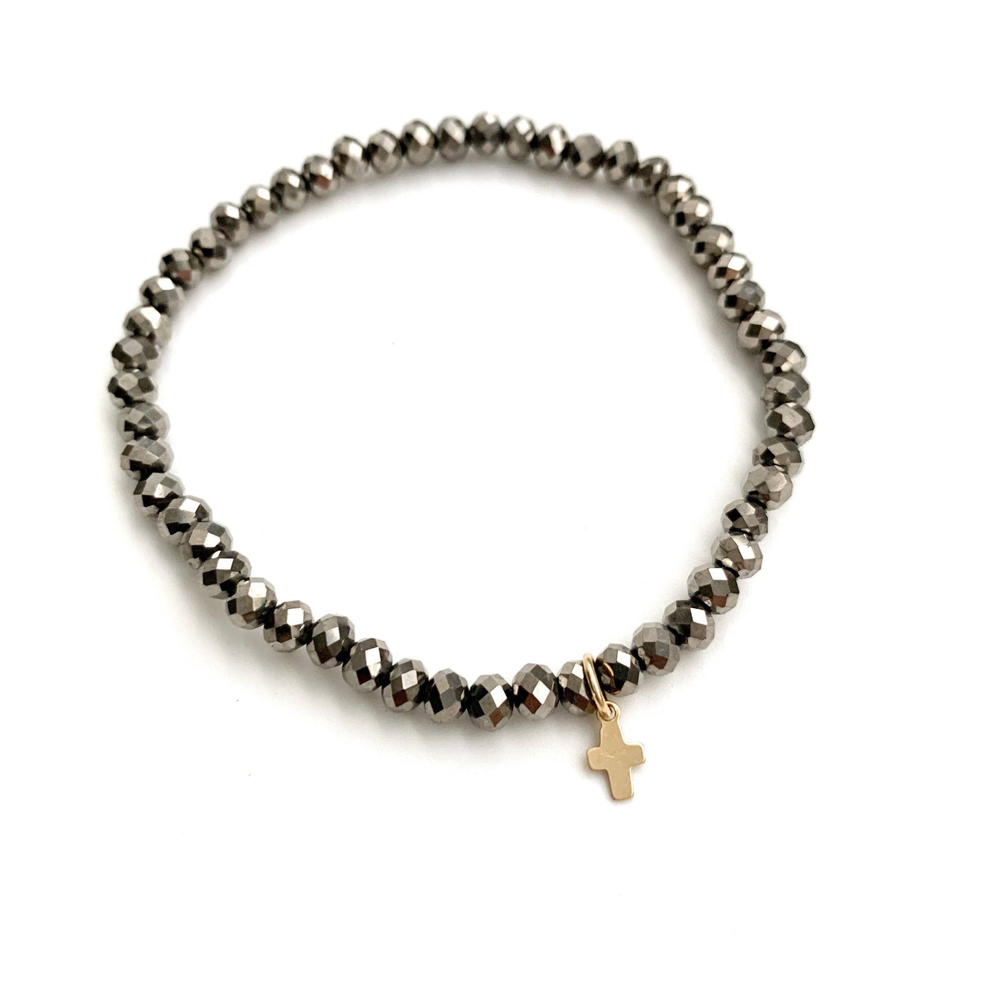 Luxe Cross Bracelet No. 05 in Metallic Gray